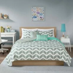 Best Sale ❤️ Intelligent Design Chevron Darcy Quilted Coverlet Set Multiple Piece - JLA Home Teal 😀 -Quilts Online Shop unnamed file 1016