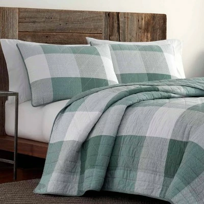 Cheap ⭐ Boulder Plaid Reversible Quilt & Sham Set - Eddie Bauer Green 🤩 4 Cheap ⭐ Boulder Plaid Reversible Quilt & Sham Set - Eddie Bauer Green 🤩 - Image 2