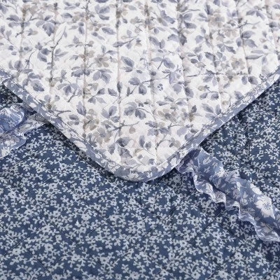 Budget 👏 Ditsy Dance Quilt Set - Laura Ashley Blue 🎉 4 Budget 👏 Ditsy Dance Quilt Set - Laura Ashley Blue 🎉 - Image 2