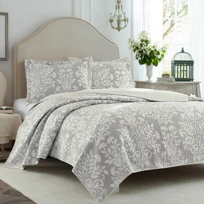 New 𧨠Rowland Reversible Quilt Set Gray - Laura Ashley π 6 New 𧨠Rowland Reversible Quilt Set Gray - Laura Ashley π - Image 4