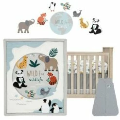 Best deal ⭐ Lambs & Ivy Wild Life 5-Piece Baby Crib Bedding Set - Protect the Animals 💯