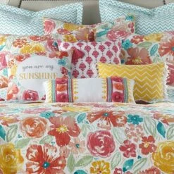 Hot Sale 😀 Homthreads Leora Floral Quilt Set Multicolored 👍