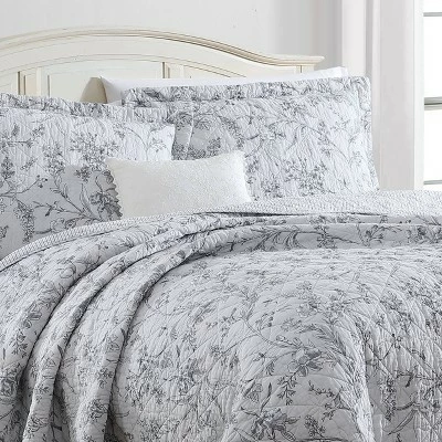 Top 10 π Branch Toile Quilt Set - Laura Ashley Gray π 3 Top 10 π Branch Toile Quilt Set - Laura Ashley Gray π