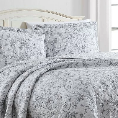 Top 10 π Branch Toile Quilt Set - Laura Ashley Gray π 5 Top 10 π Branch Toile Quilt Set - Laura Ashley Gray π - Image 3