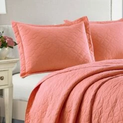Cheap 😍 Solid Reversible Quilt Set Coral - Laura Ashley 👏 -Quilts Online Shop unnamed file 1403