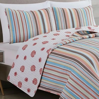 Hot Sale π Great Bay Home Key Largo Coastal Beach Reversible Quilt Set π 4 Hot Sale π Great Bay Home Key Largo Coastal Beach Reversible Quilt Set π - Image 2