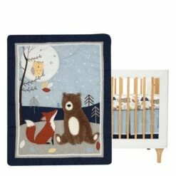 Cheapest ๐ Lambs & Ivy Sierra Sky Blue/Gray Woodland Nursery 3-Piece Baby Crib Bedding Set โค๏ธ