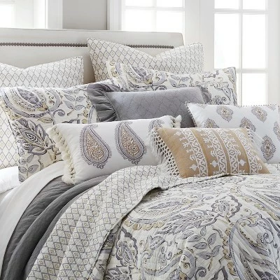 Best Sale ❤️ Tamsin Grey Quilt Set - Levtex Home ✨ 3 Best Sale ❤️ Tamsin Grey Quilt Set - Levtex Home ✨