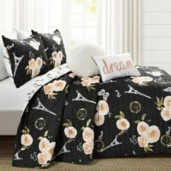 Flash Sale 🔔 Lush Decor Vintage Paris Quilt Set - Lush Décor Black 😍