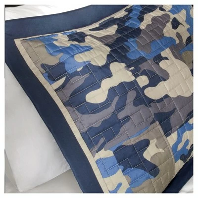 Buy π― Mi Zone Liam Camouflage Print Quilted Coverlet Set - Blue π 6 Buy π― Mi Zone Liam Camouflage Print Quilted Coverlet Set - Blue π - Image 4