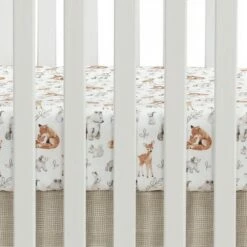 Best Pirce 🎁 Lambs & Ivy Painted Forest 4-Piece Crib Bedding Set - Gray, Beige, White 🎉 -Quilts Online Shop unnamed file 184