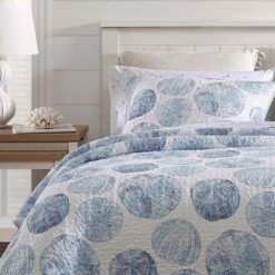 New 😀 Ocean Isle Cotton Quilt & Sham Set Blue - Tommy Bahama 🤩