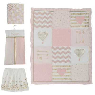 New 👍 Lambs & Ivy Baby Love Pink/Gold Girl Heart 4 Piece Crib Bedding Set 😀 3 New 👍 Lambs & Ivy Baby Love Pink/Gold Girl Heart 4 Piece Crib Bedding Set 😀