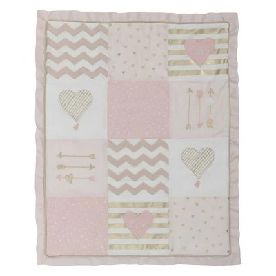 New 👍 Lambs & Ivy Baby Love Pink/Gold Girl Heart 4 Piece Crib Bedding Set 😀 4 New 👍 Lambs & Ivy Baby Love Pink/Gold Girl Heart 4 Piece Crib Bedding Set 😀 - Image 2