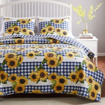 Outlet β Sunflower Quilt & Sham Set Gold/Blue - Greenland Home Fashions π 8 Outlet β Sunflower Quilt & Sham Set Gold/Blue - Greenland Home Fashions π - Image 6