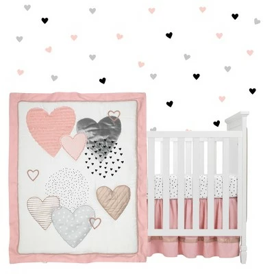 New π₯ Lambs & Ivy Signature Heart to Heart 4-Piece Crib Bedding Set - Pink, Gray π 3 New π₯ Lambs & Ivy Signature Heart to Heart 4-Piece Crib Bedding Set - Pink, Gray π