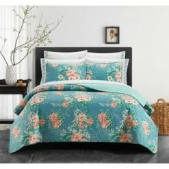 Promo ⭐ Carli Quilt Set Aqua/Coral - Chic Home Design 🛒 -Quilts Online Shop unnamed file 2148