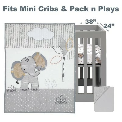 Cheap โค๏ธ Lambs & Ivy Jungle Safari Elephant 3-Piece Mini Crib Bedding Set - Gray/White ๐ 3 Cheap โค๏ธ Lambs & Ivy Jungle Safari Elephant 3-Piece Mini Crib Bedding Set - Gray/White ๐