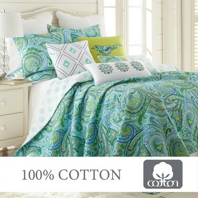 Best deal π Darjeeling Teal Quilt and Pillow Sham Set - Levtex Home π 5 Best deal π Darjeeling Teal Quilt and Pillow Sham Set - Levtex Home π - Image 3