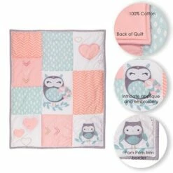 Flash Sale 💯 Lambs & Ivy Sweet Owl Dreams Pink Heart Nursery 5-Piece Baby Crib Bedding Set 🛒 -Quilts Online Shop unnamed file 246