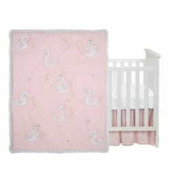 Buy ✔️ Lambs & Ivy Signature Swan Princess Pink Sateen 3-Piece Baby Crib Bedding Set ⭐