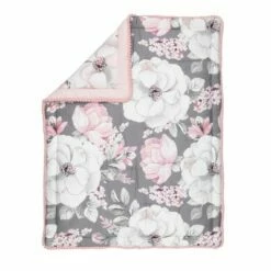 Promo 💯 Lambs & Ivy Signature Botanical Baby Watercolor Floral Pink Crib/Toddler Quilt 🤩