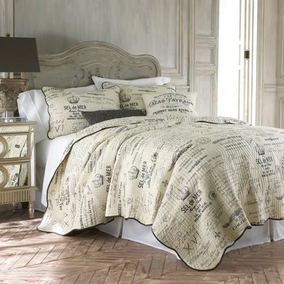 Buy ⭐ Histoire Toile Quilt Set - Twin Quilt and One Standard Sham Grey - Levtex Home 💯 3 Buy ⭐ Histoire Toile Quilt Set - Twin Quilt and One Standard Sham Grey - Levtex Home 💯