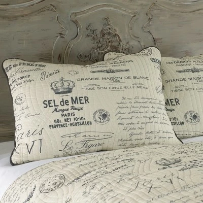 Buy ⭐ Histoire Toile Quilt Set - Twin Quilt and One Standard Sham Grey - Levtex Home 💯 4 Buy ⭐ Histoire Toile Quilt Set - Twin Quilt and One Standard Sham Grey - Levtex Home 💯 - Image 2