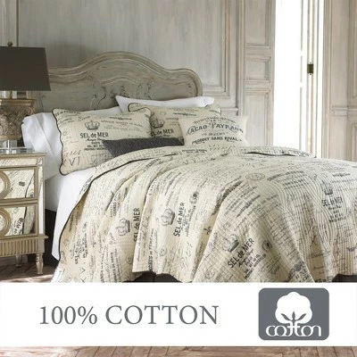 Buy ⭐ Histoire Toile Quilt Set - Twin Quilt and One Standard Sham Grey - Levtex Home 💯 6 Buy ⭐ Histoire Toile Quilt Set - Twin Quilt and One Standard Sham Grey - Levtex Home 💯 - Image 4