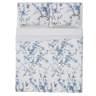 Cheapest 🧨 Kasumi Floral Quilt Set Blue/White - Cannon 👏 3 Cheapest 🧨 Kasumi Floral Quilt Set Blue/White - Cannon 👏