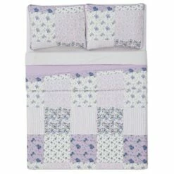 Best deal 😀 Elissa Patchwork Quilt Set Purple/White - Cannon ✨