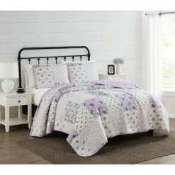 Best deal 😀 Elissa Patchwork Quilt Set Purple/White - Cannon ✨ -Quilts Online Shop unnamed file 2681