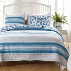 Top 10 😍 Pebble Beach Quilt & Sham Set Blue - Greenland Home Fashions ⌛ -Quilts Online Shop unnamed file 2750