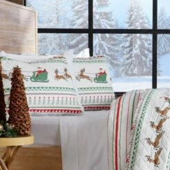 Best deal 🔥 Great Bay Home Reversible Christmas Stripes 3-Piece Quilt Set With Shams Festive Collection 👏