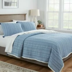 Best deal 🔔 Reversible Matelassé Stitched Stripe Quilt - Threshold™ Off-white/khaki ❤️