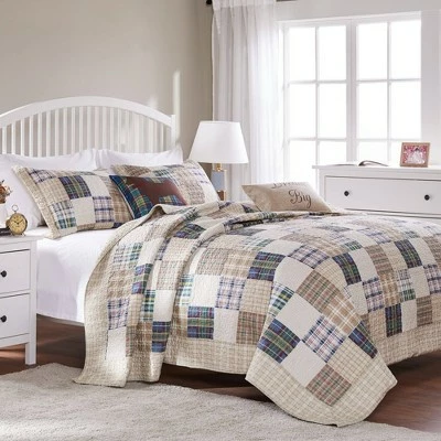 New ⭐ Oxford Quilt & Sham Set Beige/Blue - Greenland Home Fashions 🔔 5 New ⭐ Oxford Quilt & Sham Set Beige/Blue - Greenland Home Fashions 🔔 - Image 3