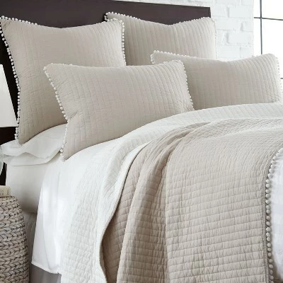 Deals 🎉 Pom Pom Taupe Twin Quilt - Levtex Home 🌟 3 Deals 🎉 Pom Pom Taupe Twin Quilt - Levtex Home 🌟