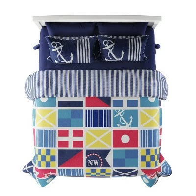 Hot Sale 👍 Hastings Home Mariner/Nautical Coastal Reversible Quilt Set Multicolored 🔥 7 Hot Sale 👍 Hastings Home Mariner/Nautical Coastal Reversible Quilt Set Multicolored 🔥 - Image 5