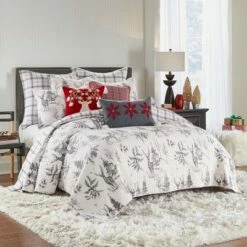Best Pirce 🤩 Levtex Home Sleigh Bells Holiday Quilt Gray - Villa Lugano 👍