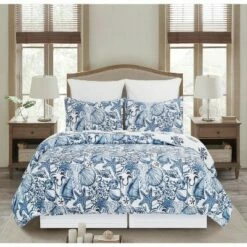 New 🤩 C&F Home Blue Coast Shells Twin Bedspread 🎉