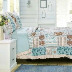 New 🤩 Greenland Home Fashions Greenland Home Fashion Key West 2-Piece Quilt Set with Shams, Seafoam - Twin 🎁