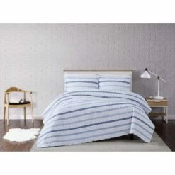 Flash Sale ⭐ Waffle Stripe Quilt Set Blue/White - Truly Soft 👏 -Quilts Online Shop unnamed file 3403