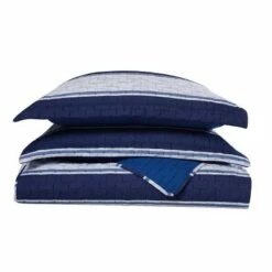 Best reviews of 👍 London Fog Watkins Stripe Quilt Set White/blue ⌛