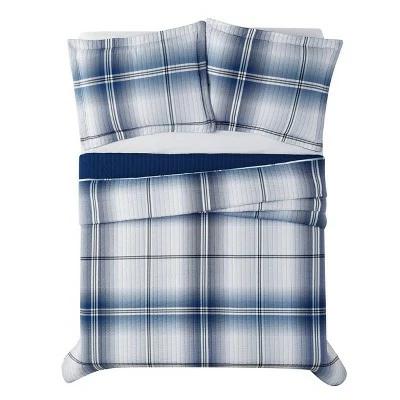 Best deal ⭐ London Fog Nolan Houndstooth Stripe Quilt Set White/blue 🔥 4 Best deal ⭐ London Fog Nolan Houndstooth Stripe Quilt Set White/blue 🔥 - Image 2