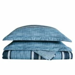 Best Pirce ✨ London Fog Mitchell Stripe Quilt Set Blue 🔥