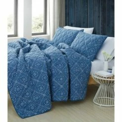 Best Pirce ✨ Brooklyn Loom Katrine Quilt Set Blue 🔔 -Quilts Online Shop unnamed file 3590