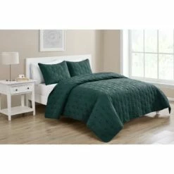 Coupon 😀 Kaleidoscope Embossed Geometric 3pc Quilt Set - VCNY Orange 👏