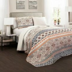Deals 👍 Lush Decor Nesco Quilt Navy/ Coral 3 Piece Set - Lush Décor 🎁 -Quilts Online Shop unnamed file 3714