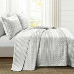 Best Pirce 😀 Lush Decor 3pc Hygge Geo Quilt Set - Lush Décor Taupe/white ✔️