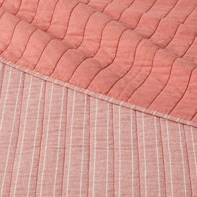 Promo 👏 Flannel Stripe Quilt - Threshold™ Gray ⭐ 5 Promo 👏 Flannel Stripe Quilt - Threshold™ Gray ⭐ - Image 3